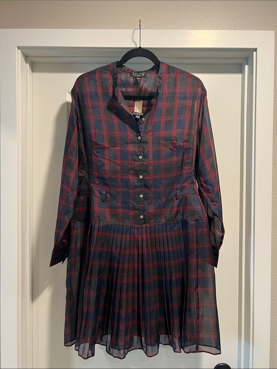 J. Crew Dresses & Skirts - J. Crew Pleated shirt-dress in Stewart tartan print Size 12 NWT